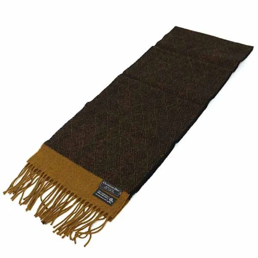 Christian Dior Monsieur Lamb's Wool Scarf Black Brown - Picture 6 of 6
